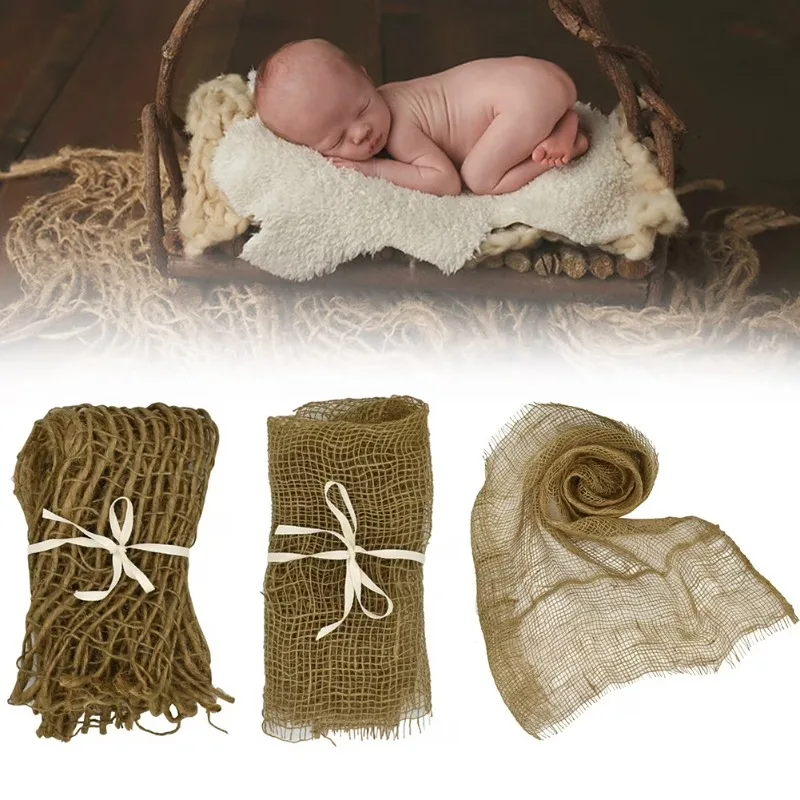 Newborn Baby Jute Basket Stuffer Burlap Layer Net Backdrop Blanket Photo Prop,ニューボーンフォト ,신생아 사진,newborn acessórios fotografia
