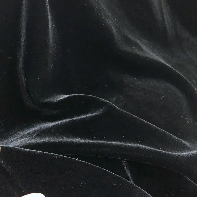 Black Real Velvet Fabric Double Silk Encryption Does Silk Upright Pile Solid Color Joe Velvet Fabric 140