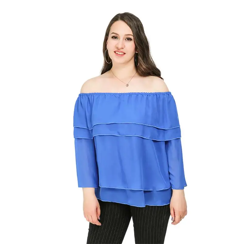 Camisa con cuello oblicuo para mujer, Tops informales de manga tres cuartos, blusas y camisas holgadas Vintage elegantes para mujer, novedad de verano 2024