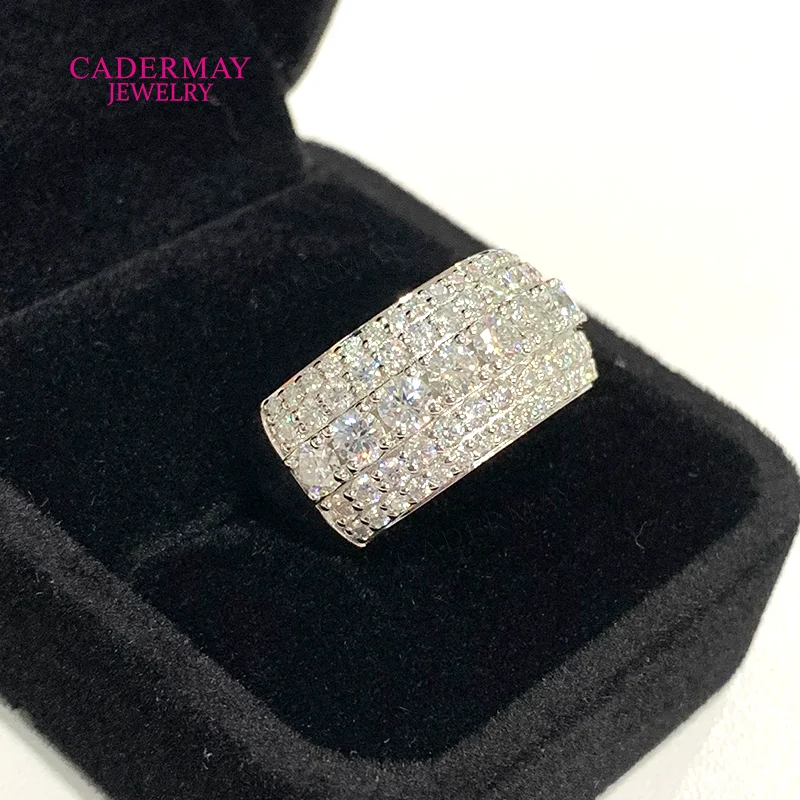 Moissanite Jewelry Half 5 Rows Moissanite Ring Band 925 Silver Round Shape VVS Moissanite Half Eternity Wedding Ring for Men view 3
