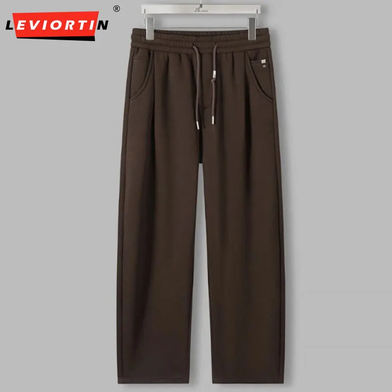 

winter men's fashion trend brand sports sweatpants, retro American style with velvet straight leg loose and simple casual pants