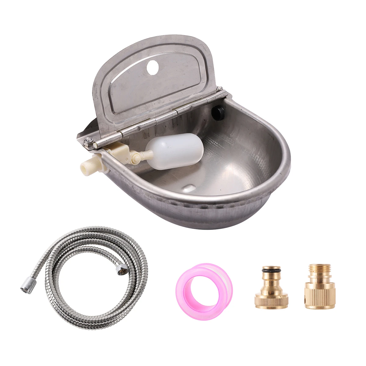 1Pc 304 Stainless Steel Cattle and Sheep Drinker With Float Livestock Cattle Horse Automatic Feeding Bowl Set Farm Breeding Tool