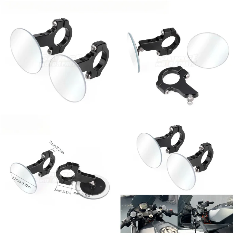 For RC390 RC250 RC200 RC125 Blind Spot Mirror Auxiliary Rearview Mirror Wide Angle 360 Degree Adjustable Small Mirrors 2014-2025