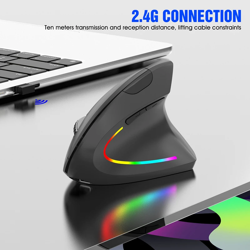 2.4ghz Wireless Bluetooth Vertical Mouse Ergonomic Desigh Type-C Port For Windows Mac Laptop Gamer Mouse Office Accessories
