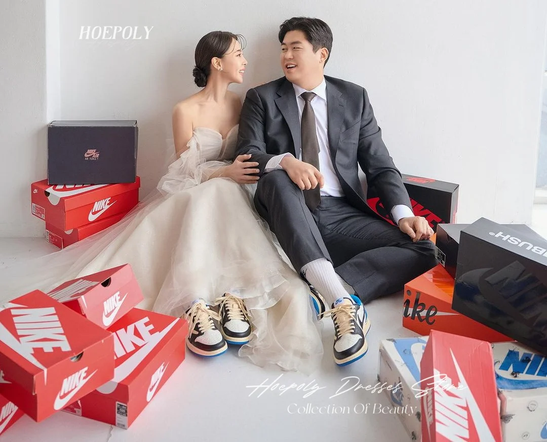 Hoepoly-vestido de novia de línea A de marfil, corsé fruncido hasta el suelo de tul, vestido de boda de Corea