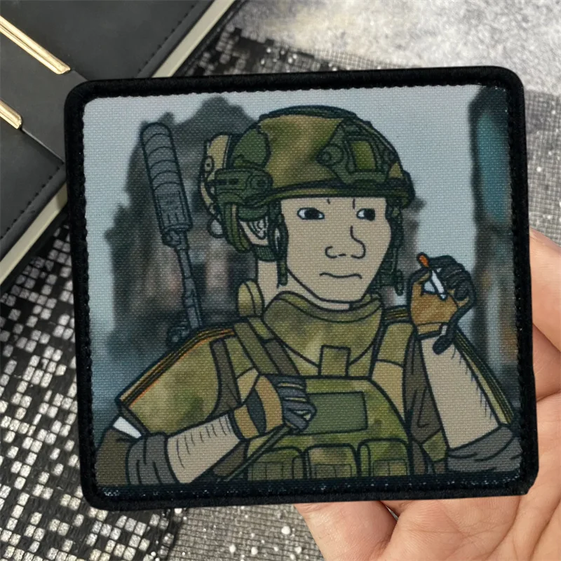 

“Doomer” Funny Humor Morale Badge Patch Soldiers with Cigarette Butts Tactical Military Armband Hook&Loop Backpack Hat Sticker