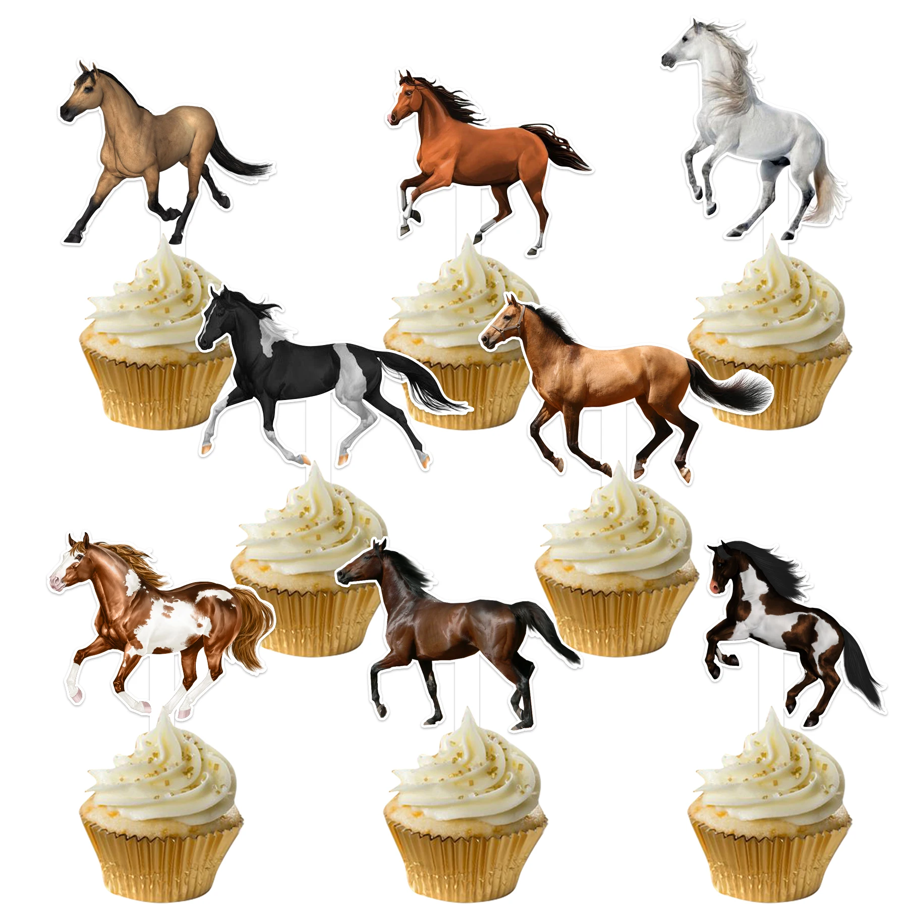 Derby Horse Cupcake Toppers 24 pezzi, kentucky Horse Racing stuzzicadenti, Pony Theme Party Favor decorazioni per torte forniture