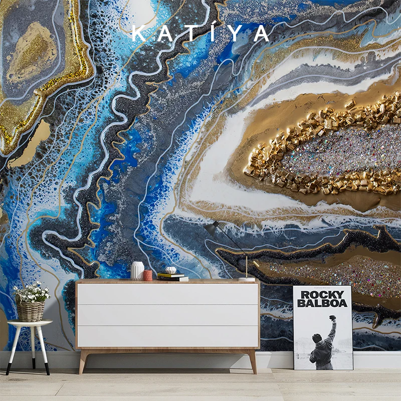 custom Nordic Light Luxury Metal Lines Marble wallpapers for Living Room TV Background Wall Paper Mural Painting home decoration