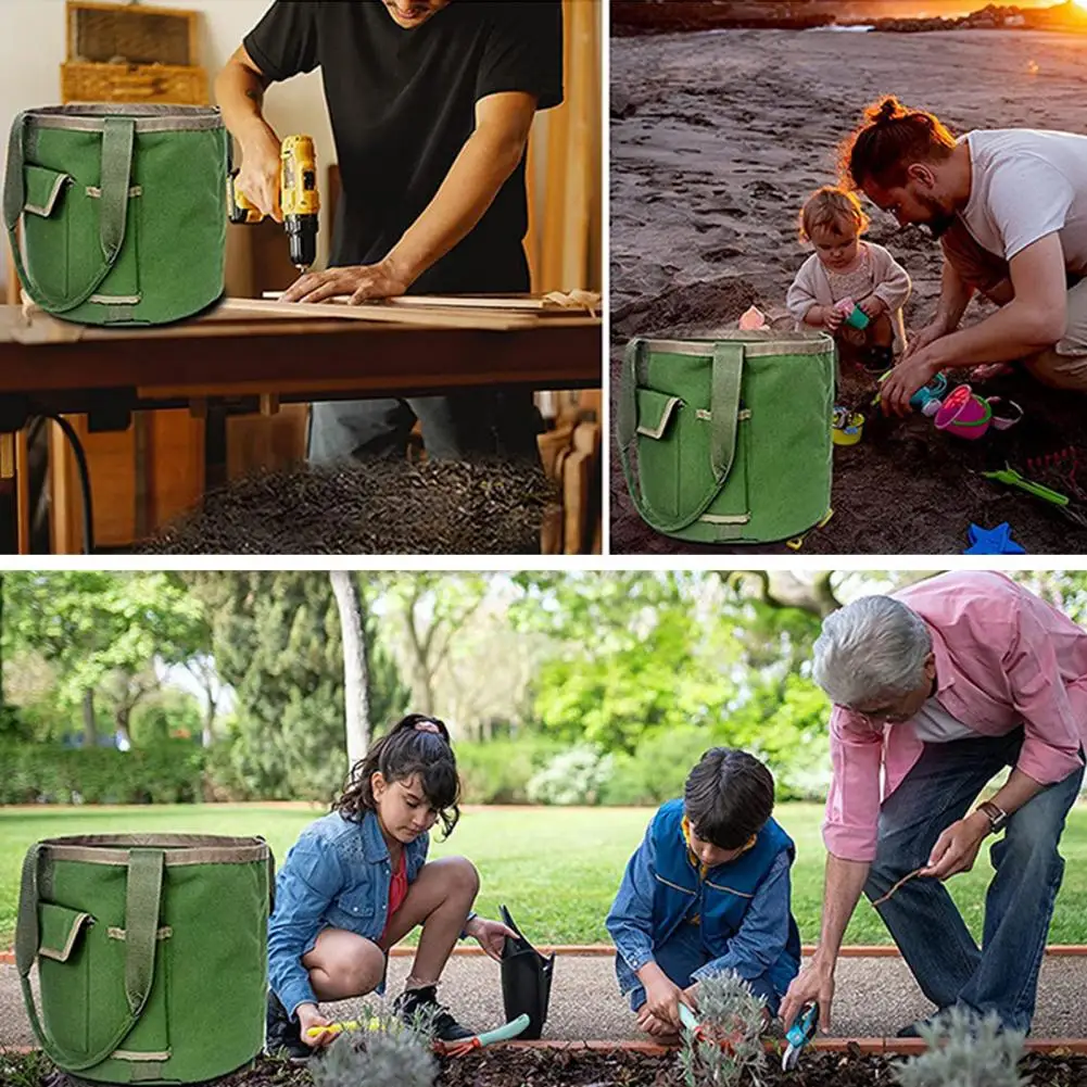 Sturdy Gardening Tool Carrier Durable Canvas Gardening Organizer Tote with Multiple Pockets Capacity Waterproof Garden for 7.9