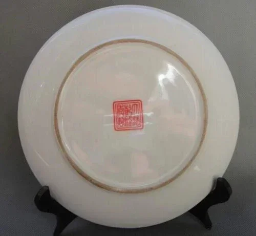 Beautiful Chinese Antiques Famille Rose Porcelain Plates Painted Peacock Qianlong Mark