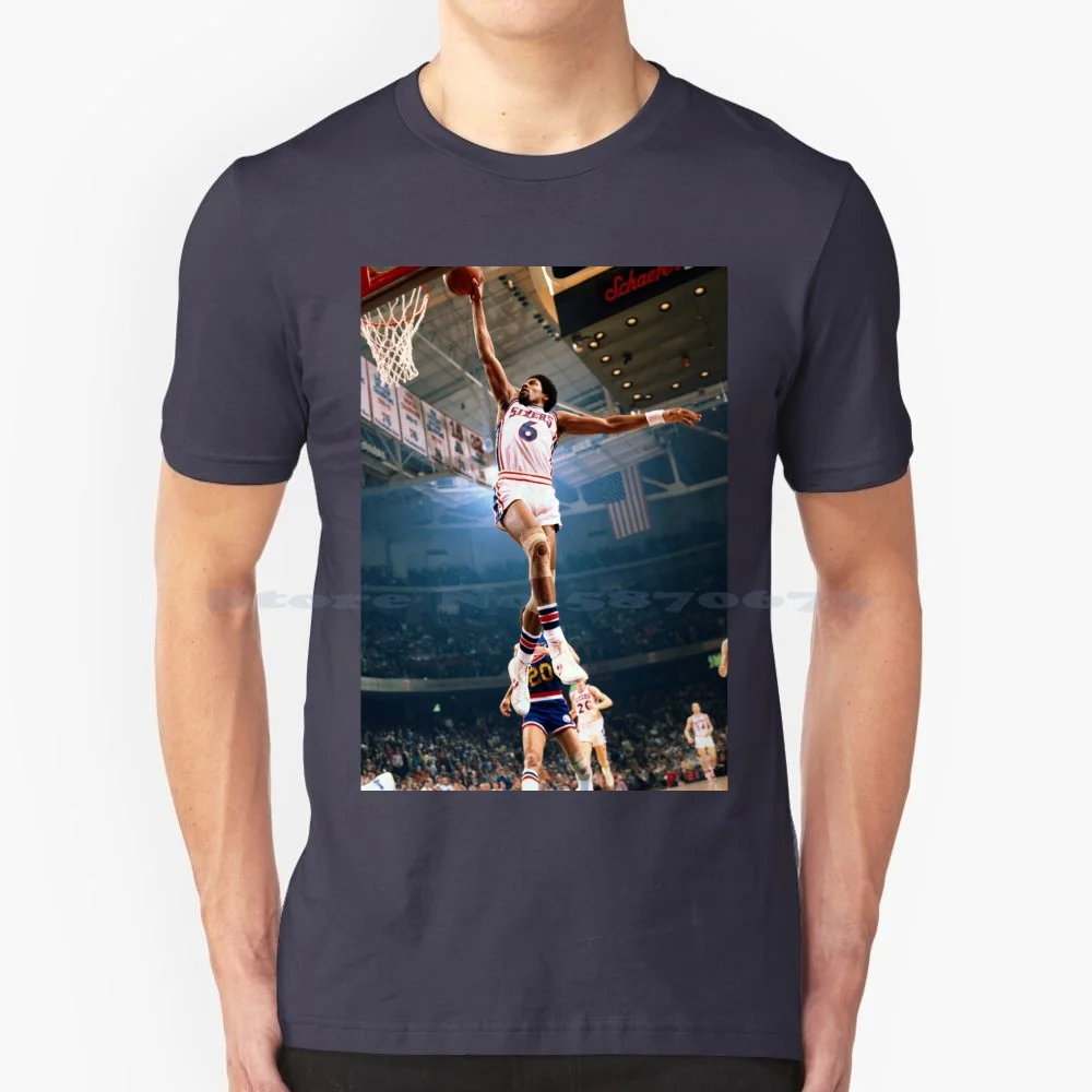 Dr J , Dr J Cradle T Shirt 100% Cotton Tee Mvp 2022 Sport Julius Erving Dr J Cradle Against The The Baby 1974 Dr J Best Moment