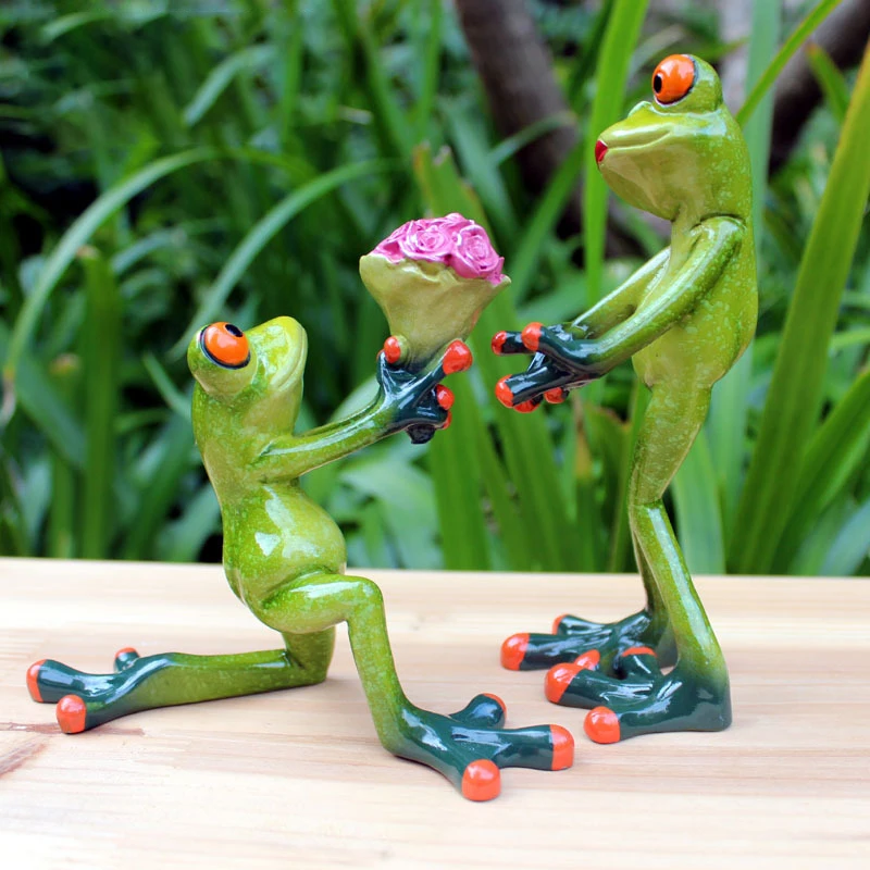 Nordic Cute Frog figurki z żywicy Kawaii wystrój pokoju joga zwierzęta ogród biurko ozdoby samochodowe akcesoria do dekoracji wnętrz regał