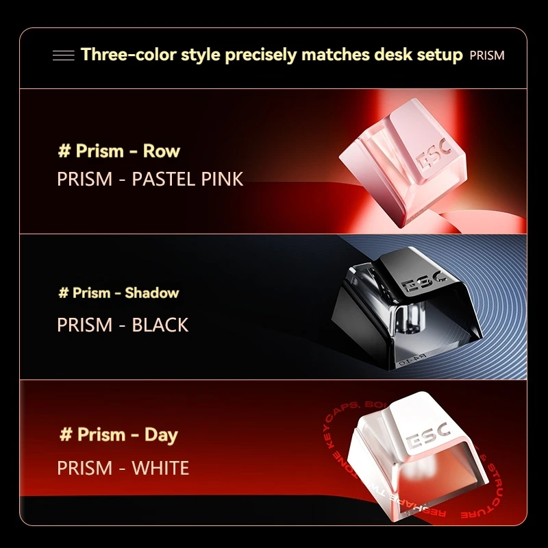 XVX Prism Keycap Cherry Highly Transparent Front Legends Large Character ABS PC Double Shot Magnetic Switch Mechanical Keycaps view 6