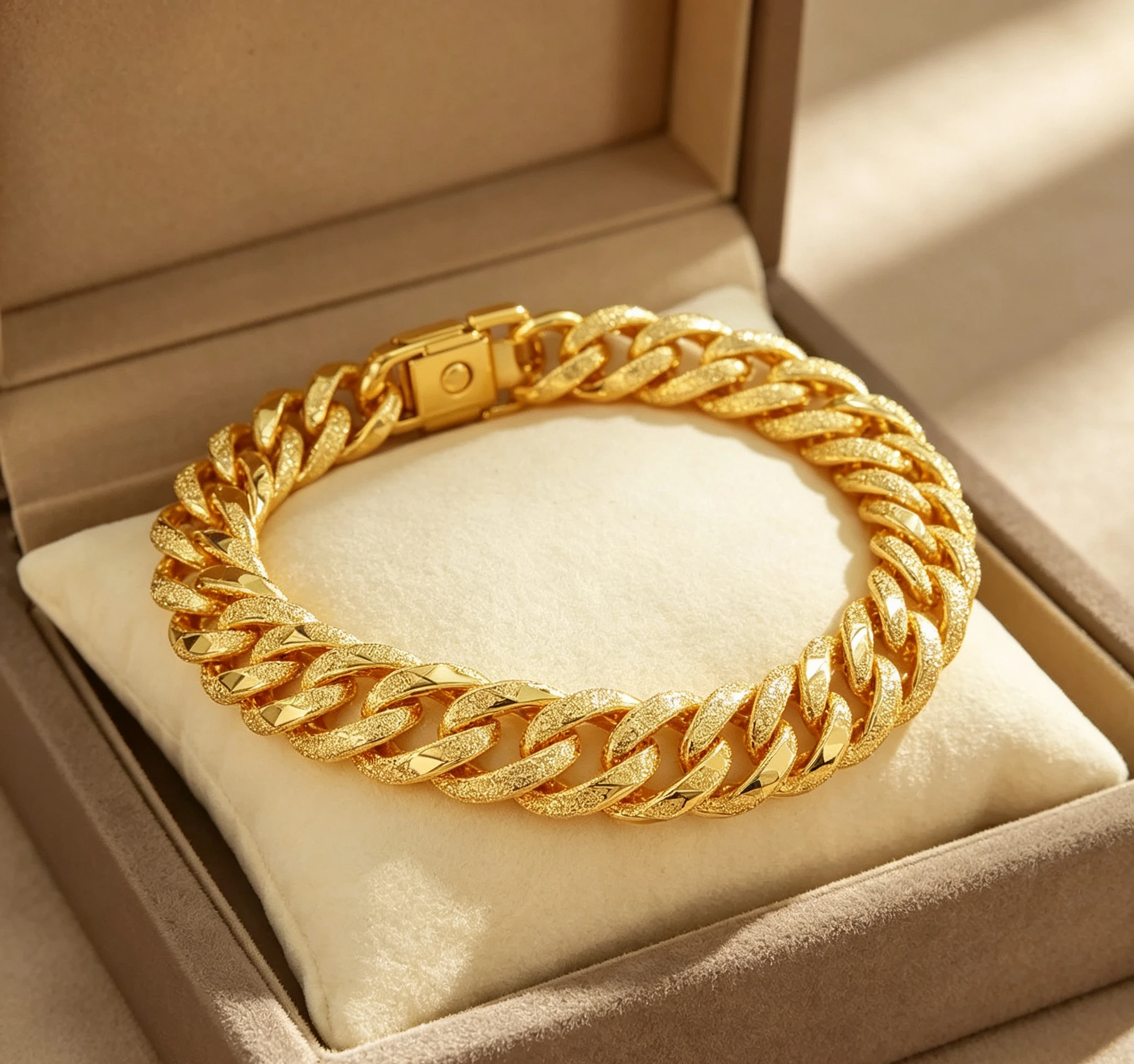 Real Gold Horse Whip Bracelet Twist 24k Gold 15mm Watch Chain Giving gifts for friends