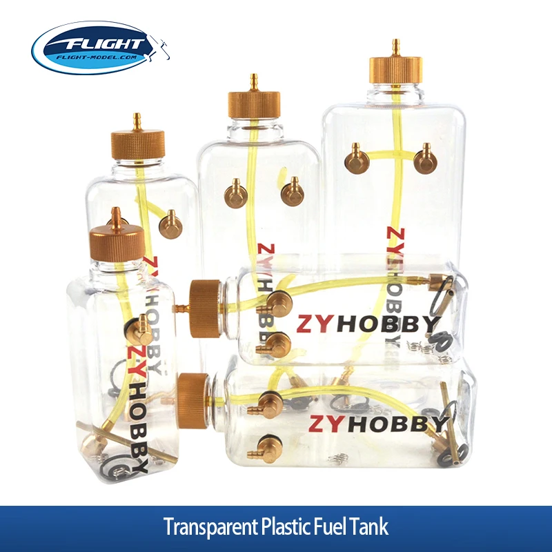 1 Stück Transparenter Kunststoff-Kraftstofftank für RC-Nitro-Gasflugzeuge mit Festflügel, Klare Ölflasche mit CNC-Aluminiumdüse, RC-DIY-Teile