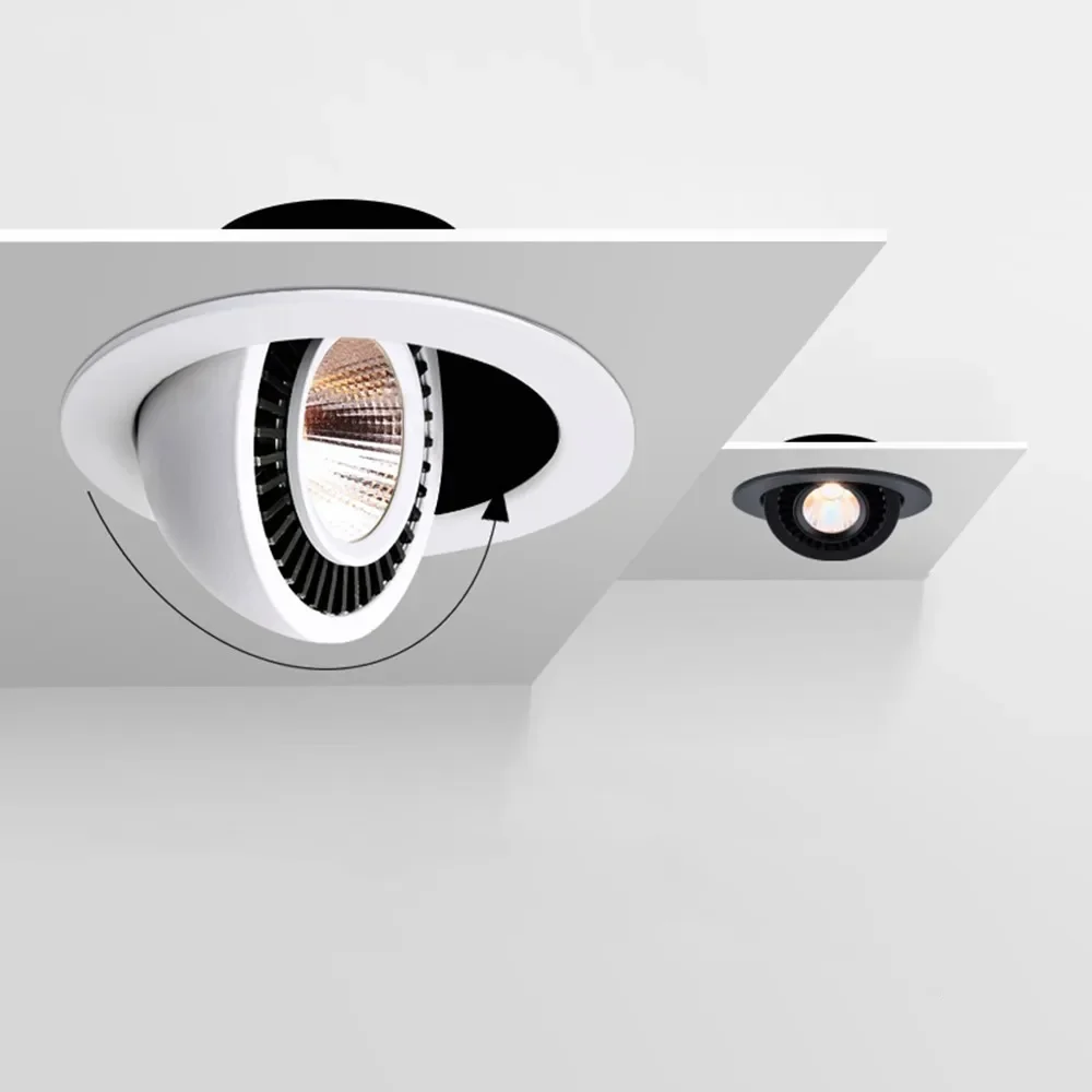 

Светодиодный потолочный светильник с регулируемой яркостью, вращающийся на 360 градусов потолочный точечный светильник, 5 Вт, 7 Вт, 10 Вт, 12 Вт, встраиваемые светодиодные потолочные светильники для внутреннего светодиодного прожектора