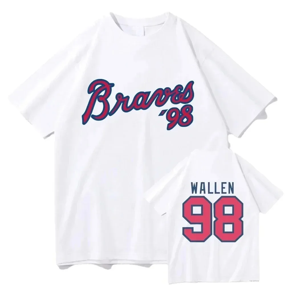 Morgan Wallen 98 Braves Song Tee Men Women Print Cotton T Shirt Country Music Short Sleeve Tshirt Summer Oversized T-shirts Tops