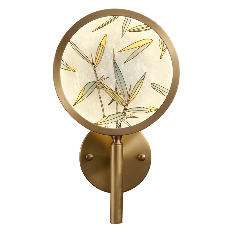 

All-copper new Chinese enamel wall lamp, living room TV background wall, light luxury, post-modern crystal bedroom designer