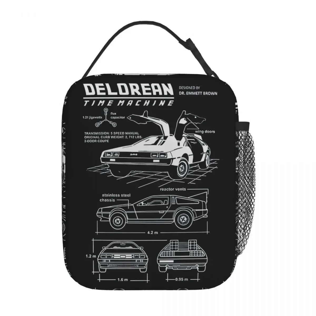 Back To The Future Delorean Car Insulated Lunch Bags Food Container Portable Thermal Cooler Lunch Boxes For Travel