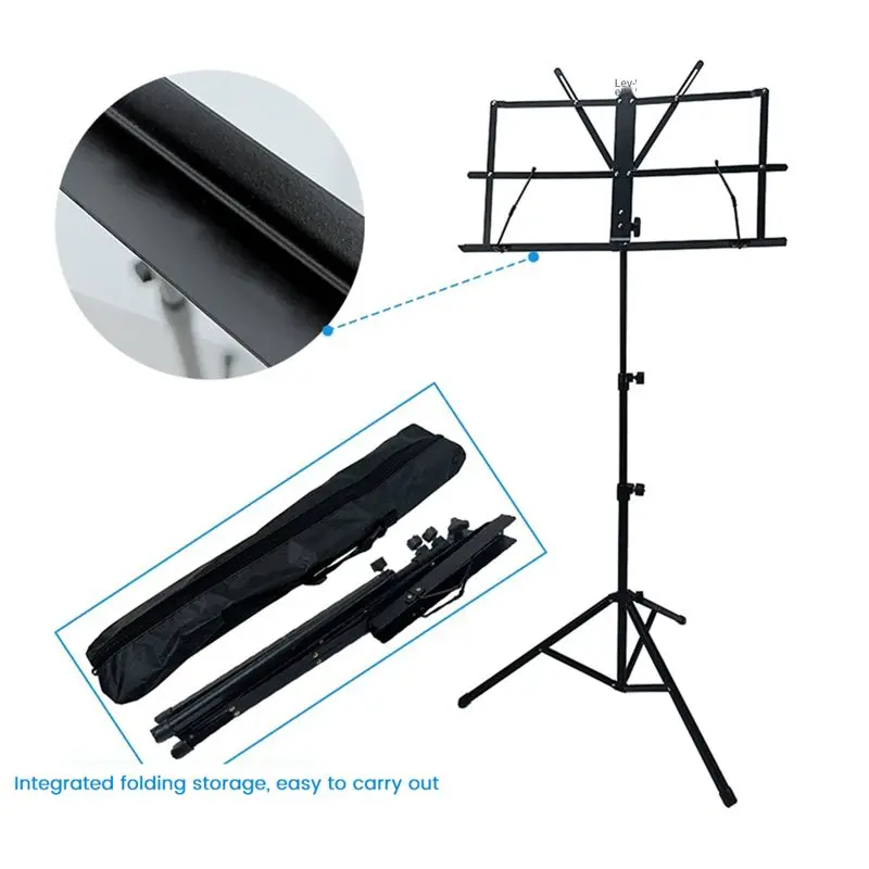 Portable Music Stand 2 in 1 Dual Use Folding Sheet Music Stand Desktop Book Stand Music Guitar Parts Accessorie-A55K view 6
