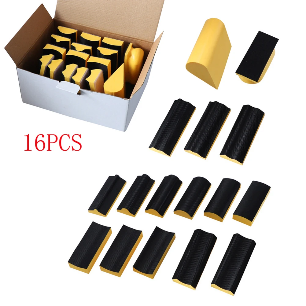 

1pcs Hand Sanding Block Grinding Disc 16Pcs Sponge Sanding Pad Hook Abrasive Tool For Woodwork Metal Automobile