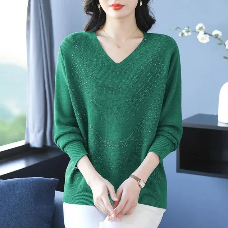 

Осенне-зимний классический вязаный свитер с длинными рукавами в западном стиле, универсальная базовая рубашка для женщин среднего возраста, элегантный топ