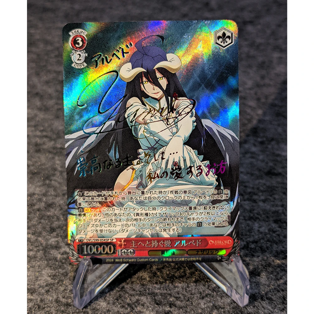 Tarjetas de colección de Anime WS, Color refractivo, arcoíris, Flash, Overlord Albedo, tarjeta de firma, bronceado, doble cara, textura UV, regalos