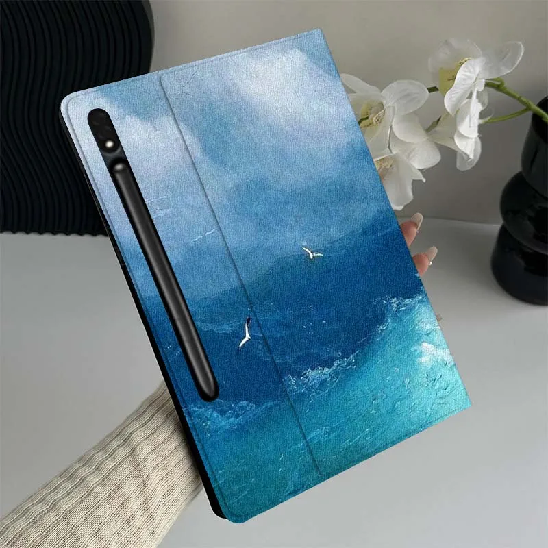 

Blue Sea Wave Bird Tablet Case For Samsung Galaxy Tab S7 S8 S9 S10 FE Lite Gift