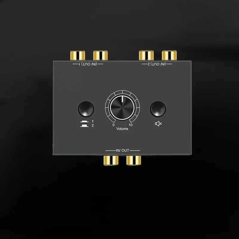 2 X 1/1 X 2 RCA Stereo Audio Bi-Directional Lossless Switcher With Mute Button Portable L / R Stereo Audio Switch Audio Splitter