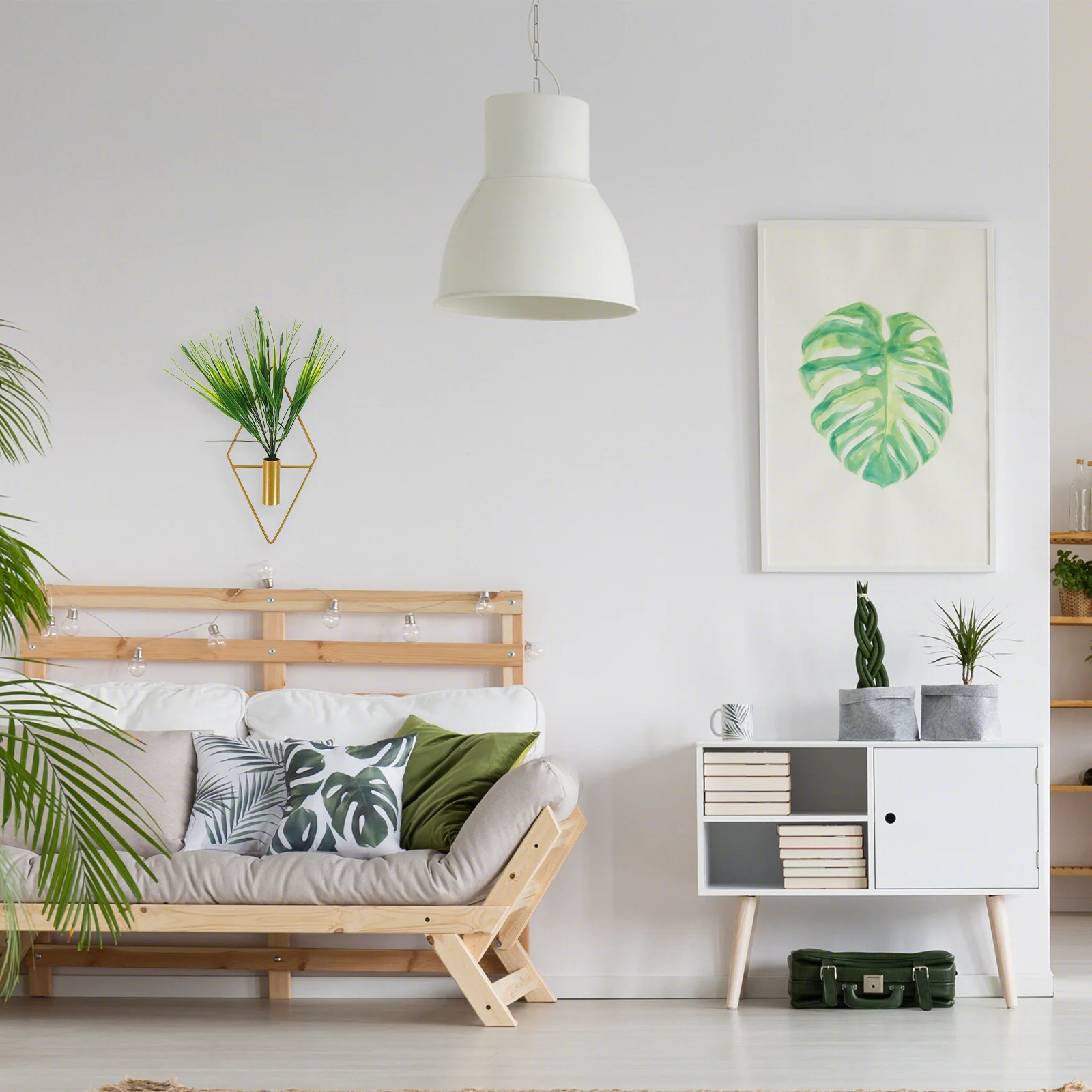 

2Pcs Artificial Bonsai Wall Mounted Green Plant Ornaments Fake Potted Plants Decorative Small Bonsai Artificial Plant Ornaments