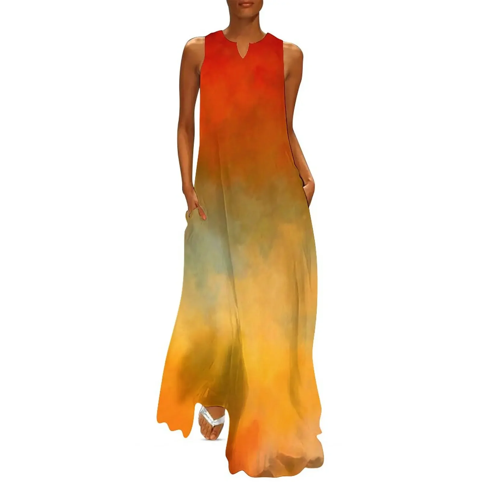 

Sunset Colors Abstract Painting Ladies Scarf Long Dress summer clothes Women long dress Dress