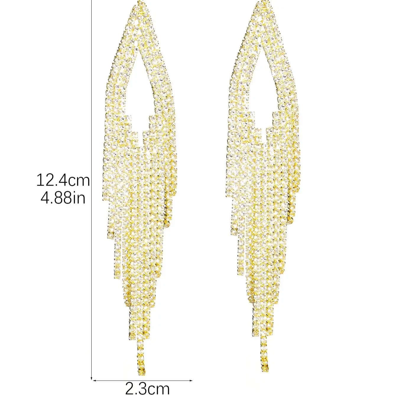 The new super fairy exquisite simple geometric hollow long diamond tassel earrings female senior sense of fashion earrings