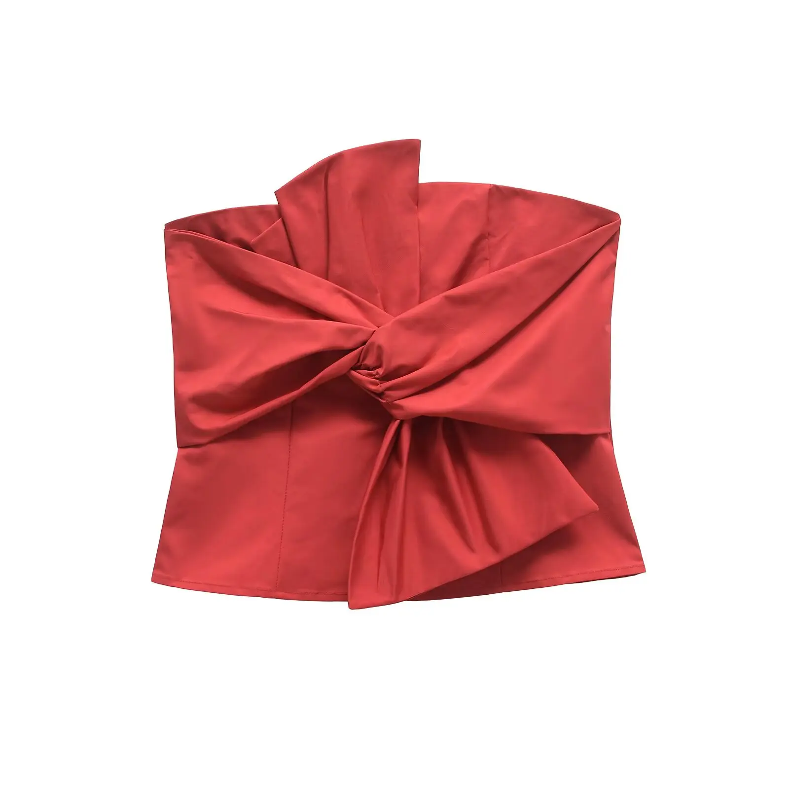 

Taop&Za2025 Womens Strapless Knotted Top with Ruched Detail Slim Fit Comfortable Fabric Ideal for Casual Outfits
