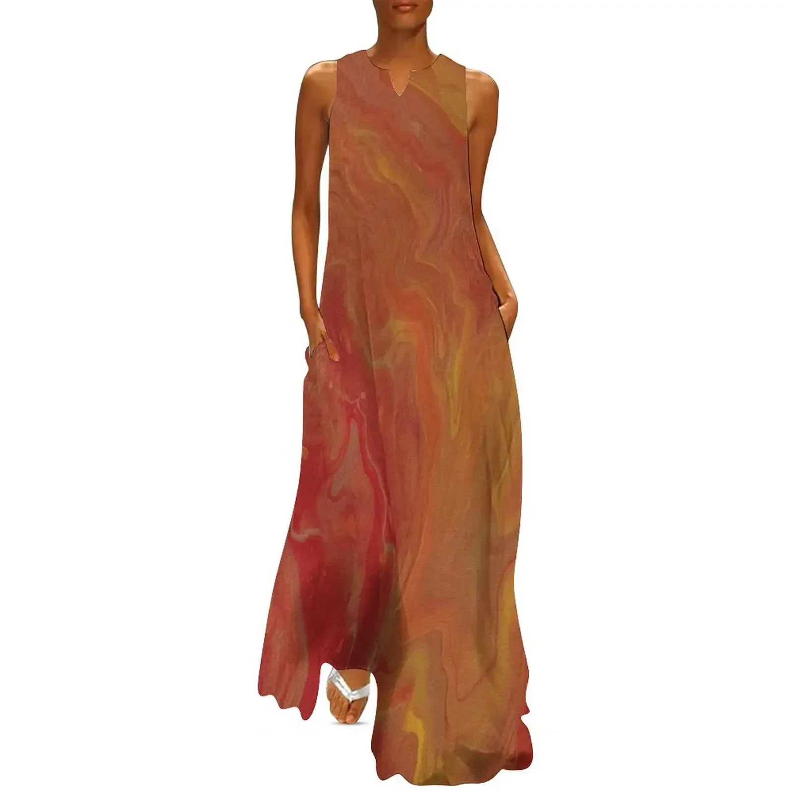 

Sunset Acrylic Pour Art Long Dress cute dress clothes sensual sexy dress for women elegant dresses for women