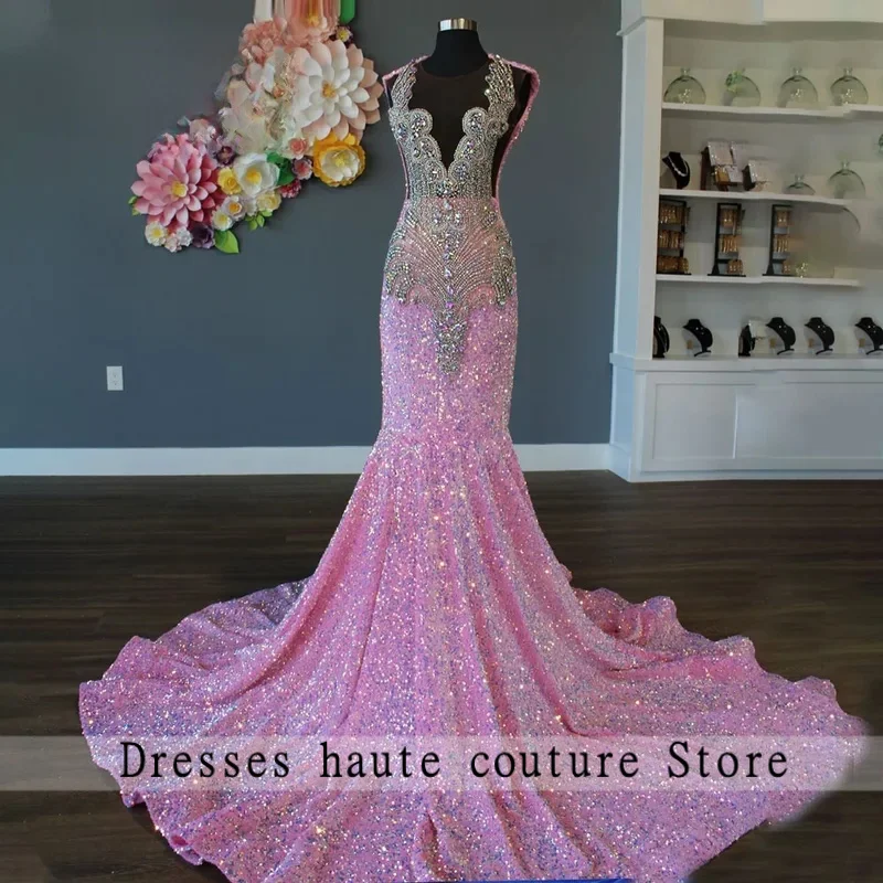 

Блестящие платья для выпускного вечера со стразами для женщин, иллюзия, без рукавов, со складками и блестками, Vestido De Fiesta, вечерние по индивидуальному заказу