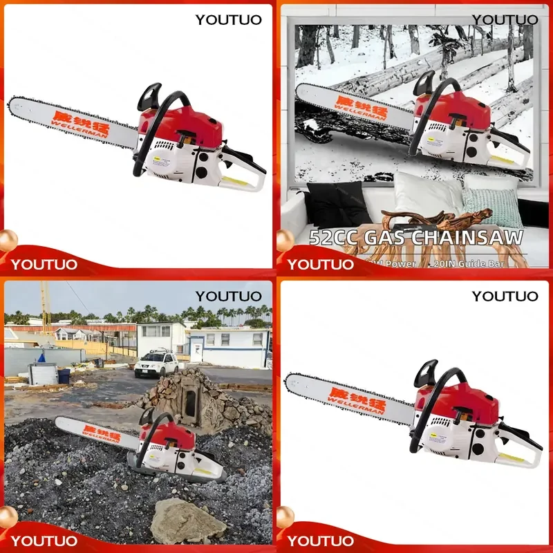 20 Inch Chainsaw Bar 52cc DIY Chain Saw Machine With Support Customizable Replacement Parts  5200 Model