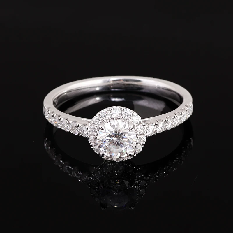 

Provence Luxury Wedding Diamond Ring IGI D/VS1 0.5ct Round cut DEF/VS Lab Diamonds half band KGold Fine Engagement ring Custom