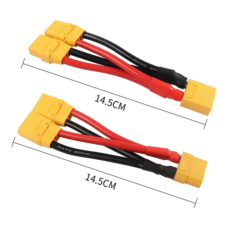XT90 Parallel Y Splitter Cable,10AWG 1-to-2 XT90 Connector Extension Cord for RC LiPo Battery Quadcopter Multirotor  -Miuai】