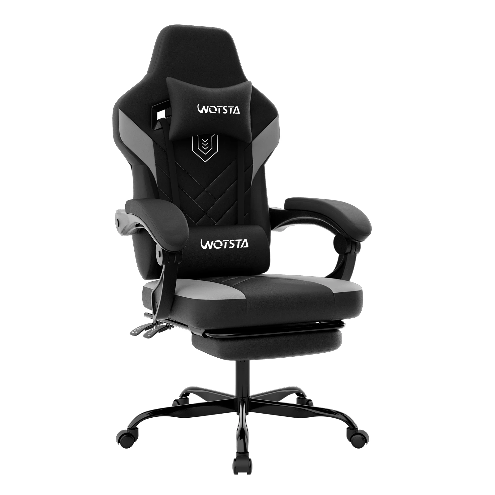 Gaming-Stuhl mit Fußstütze, Gamer-Stühle, ergonomisch, mit Lendenkissen und Kopfstütze, Gaming-Stuhl, höhenverstellbarer Computerstuhl