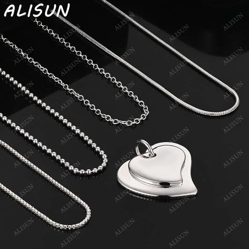 

ALISUN 40-75cm 925 Sterling Silver Design Hearts Pendant Necklace For Women Men Charm Trend Birthday Gifts Fashion Party