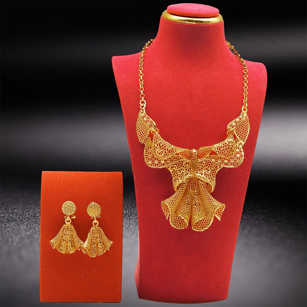 

African Jewelry Set Earrings Middle East Golden Color Large Designs Wedding Gift Party Classics Jewelry Bridal Daily Anniversary