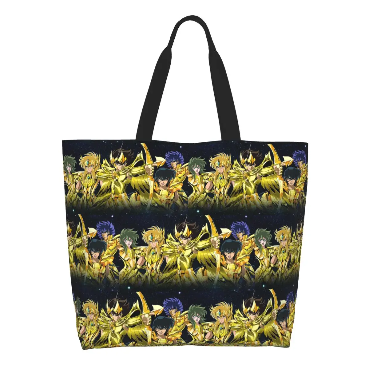 Knights Of The Zodiac Anime Saints Seiya Shopping Tote Bag Canvas Large Capacity Shoulder Bags Shopper Grocery Handbag for Women