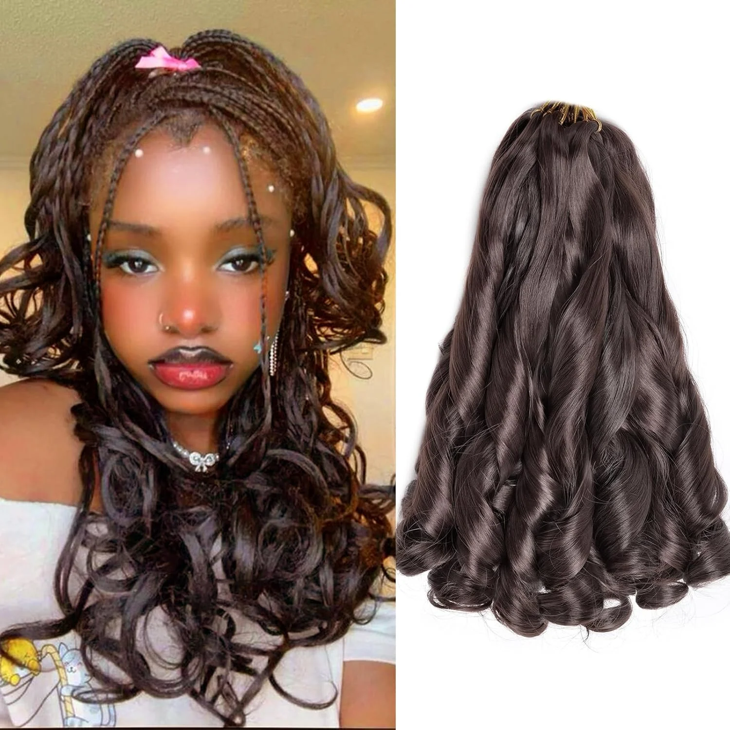 Synthetic French Curly Braiding Hair 14 Inch Loose Wave Braiding Hair Pre Stretched Synthetic Hair Extensions For Women