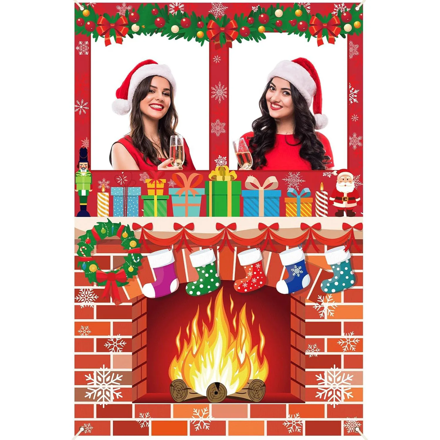 Weihnachten Party Dekorationen Kamin Photo Booth Requisiten Weihnachten Kamin Party Hintergrund Frohe Weihnachten Party Banner Nussknack