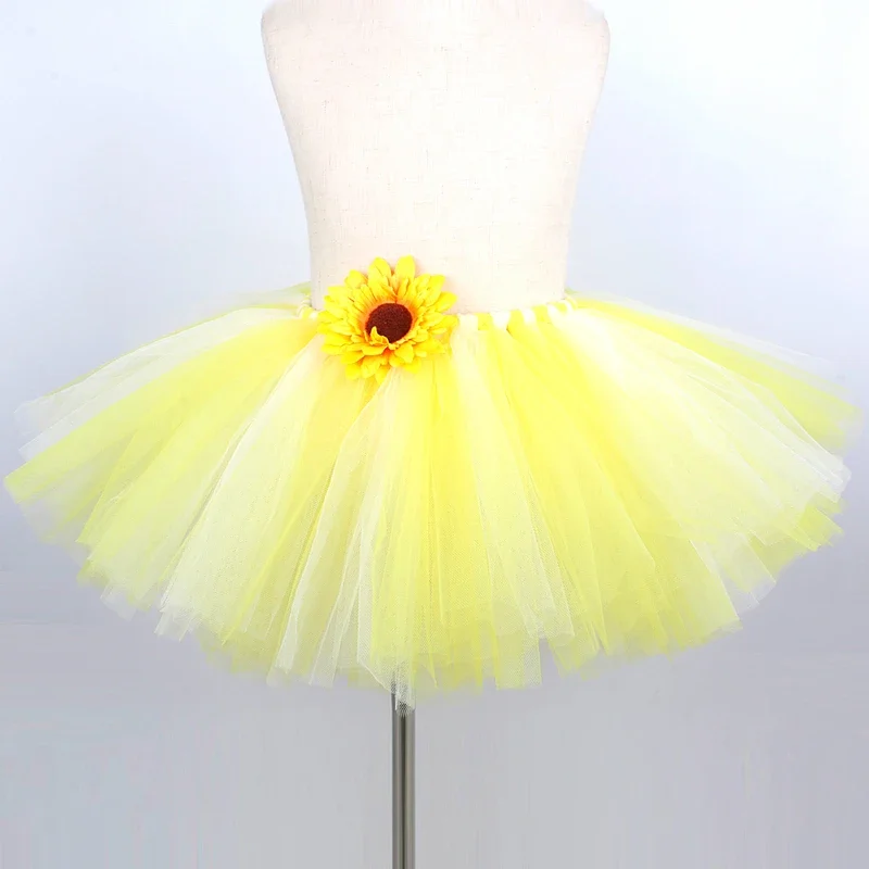 Saia tutu de girassol amarelo para meninas, fantasia havaiana para crianças pequenas, sessão fotográfica, tutus de balé, dança de aniversário @ 0z *
