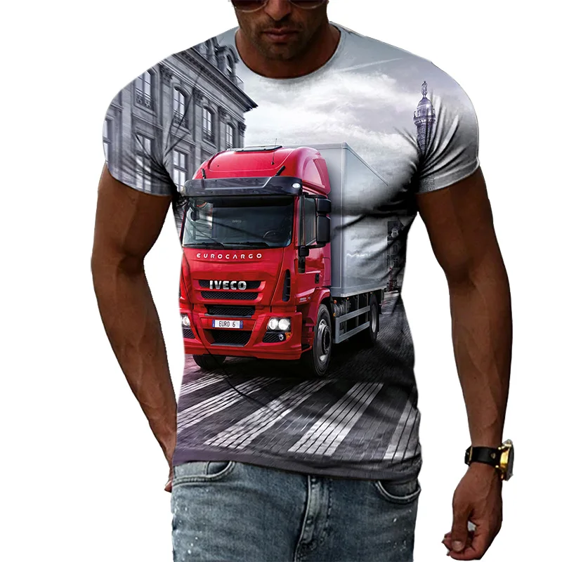 Men\'s T-Shirt Truck Printing  3D Casual Street Hip-Hop Short-Sleeved tshirt Summer Fashion Man Clothing Cool Oversized Tops Tee