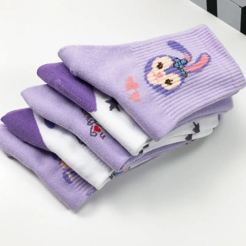 Disney StellaLou autumn and winter girls' cute, comfortable, soft and breathable cartoon high-looking mid-calf cotton socks image 5