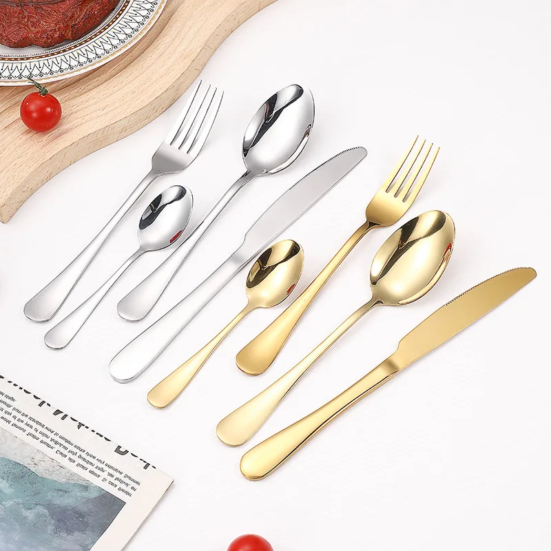 

1010 stainless steel tableware 24 piece set Western cuisine four main items hotel steak knife fork spoon gift box set