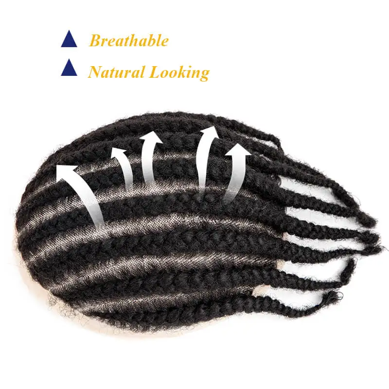 8 Cornrow Braids Toupee For Men Women and Kids,Men\'s capillary prothesis 6\