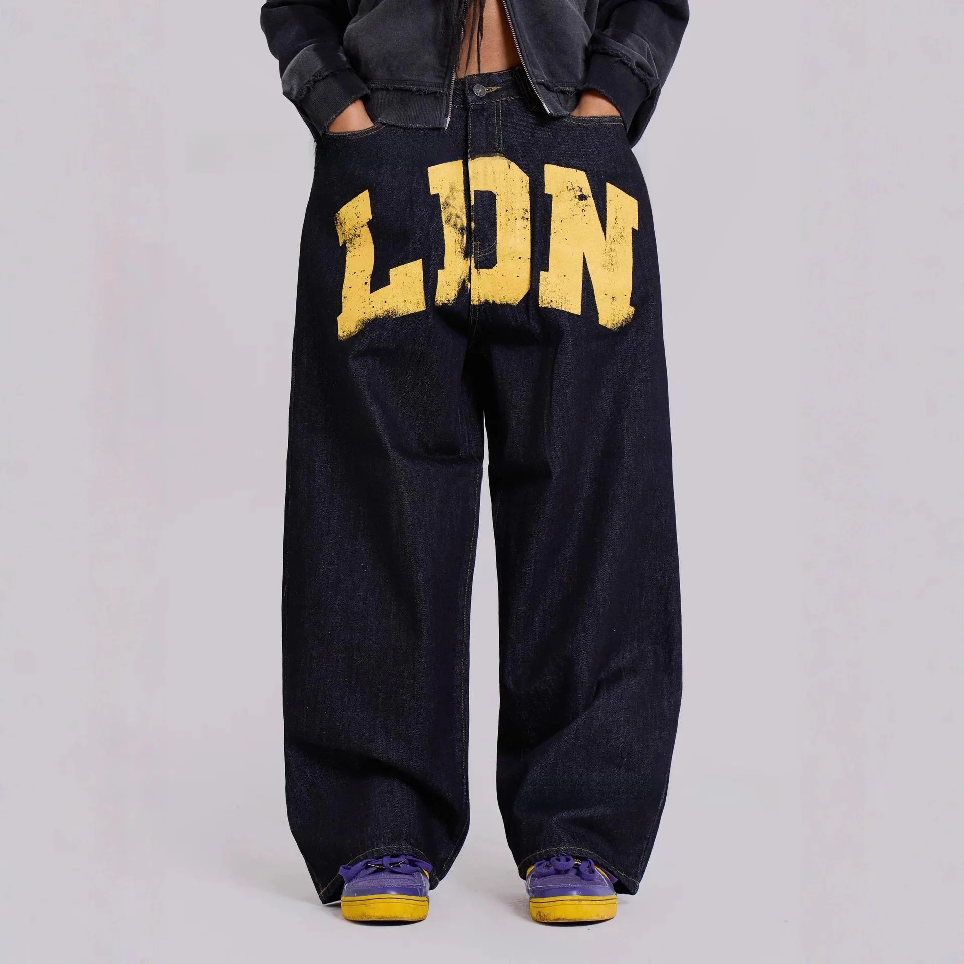 

Y2K Stylish Denim Pants Streetwear Trousers American Street Fashion Straight Leg Micro Stretch Natural Waist Jeans Blue